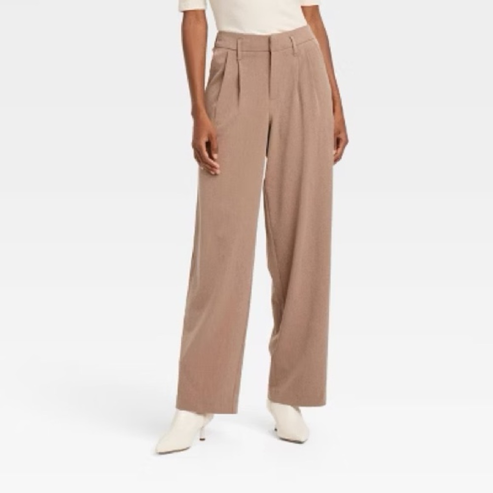 A‎ New Day Women's 14L Wide-Leg Pants Tan Business Casual High Rise